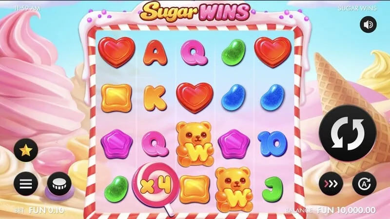 Sugar Wins - 5x4 রিল সহ গেমপ্লে স্ক্রিন